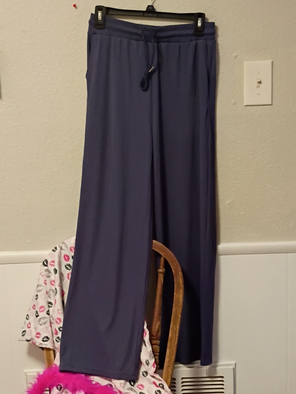 Wide-Leg Drawstring Pants in Deep Blue